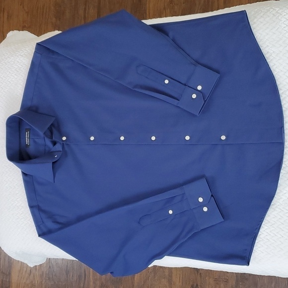 Nordstrom TechSmart Navy LongSleeve Button Up Dress Shirt Men’s Size 16.5 32-33 - Picture 3 of 16